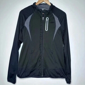 Athleta Black Prevail Ruffle Front Full Zip Running Jacket Size Large